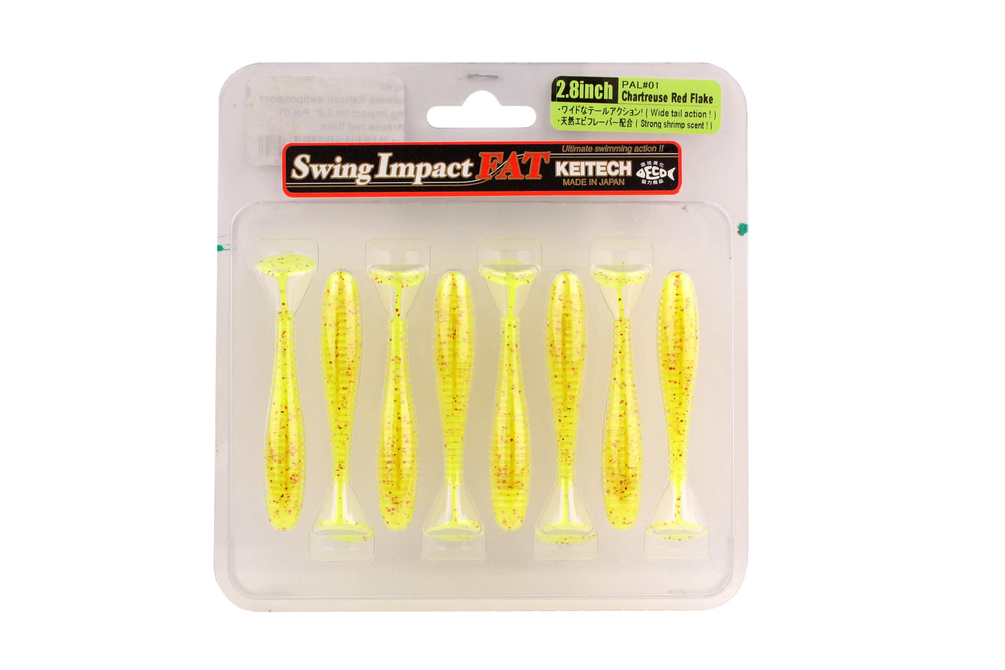 МП Приманка Keitech виброхвост Swing impact fat 2,8" Pal 01 chartreuse red flake - фото 1