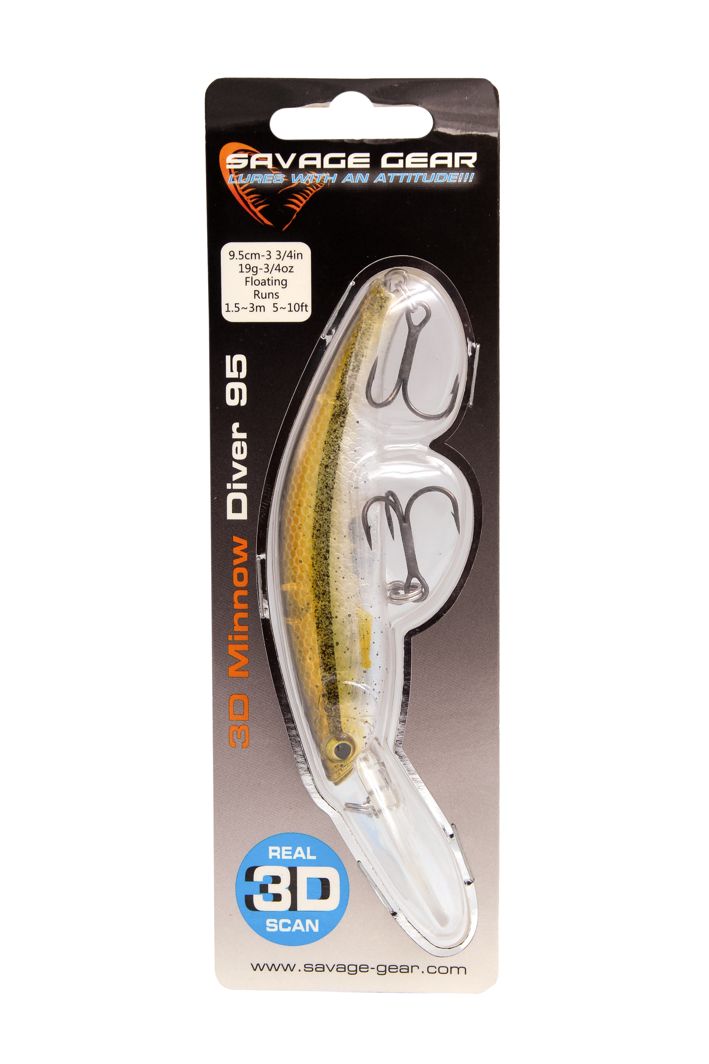 Воблер Savage Gear 3D minnow diver 9,5см 18гр F 01 minnow - фото 1