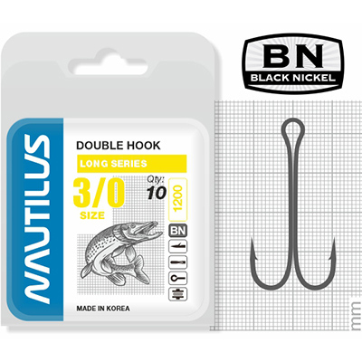 Крючок Nautilus Sting Double SSD 1200 №3/0 уп 10шт - фото 1