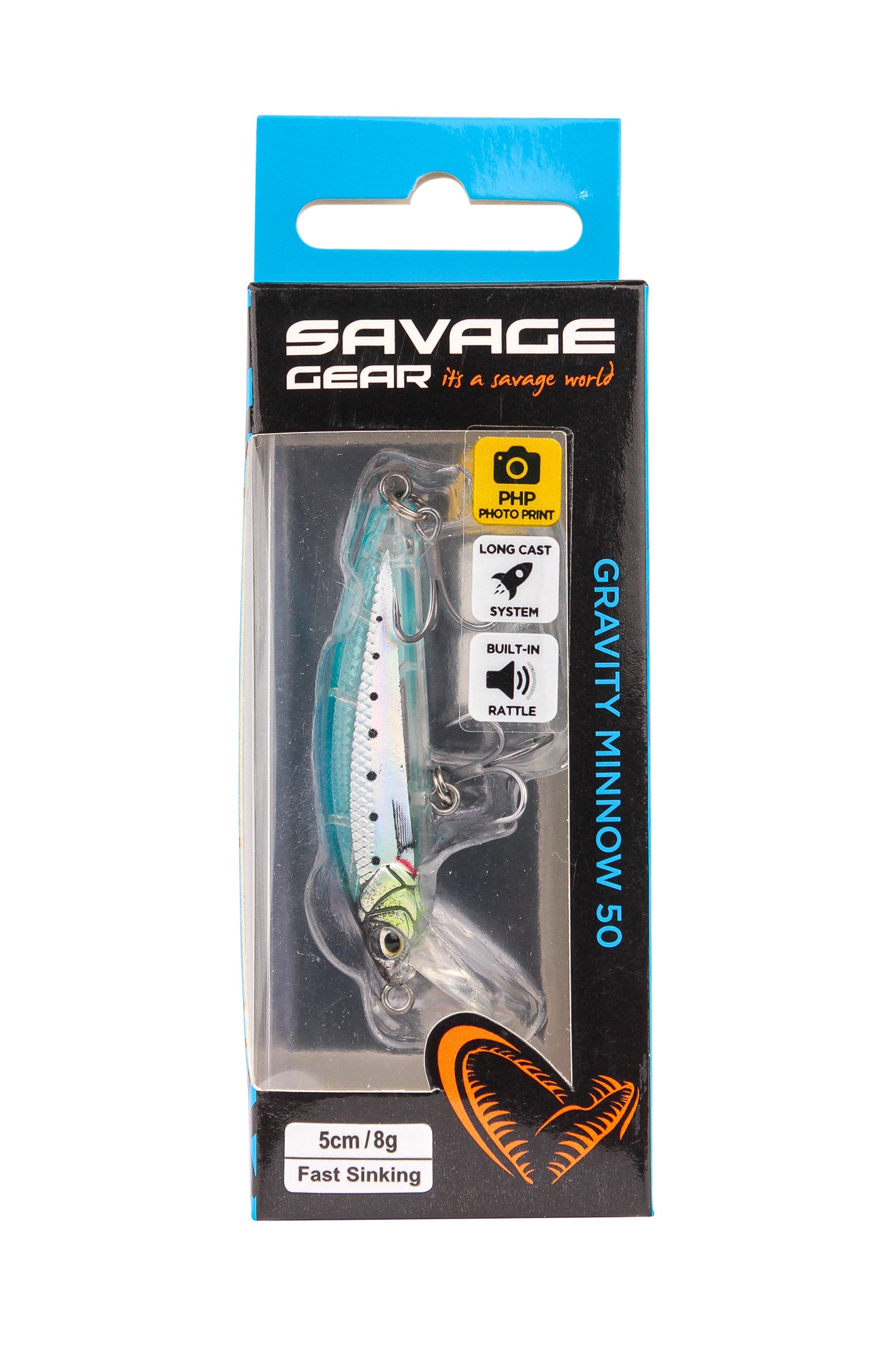 Воблер Savage Gear gravity  minnow 5см 8гр fast sinking ghost sardine PHP - фото 1