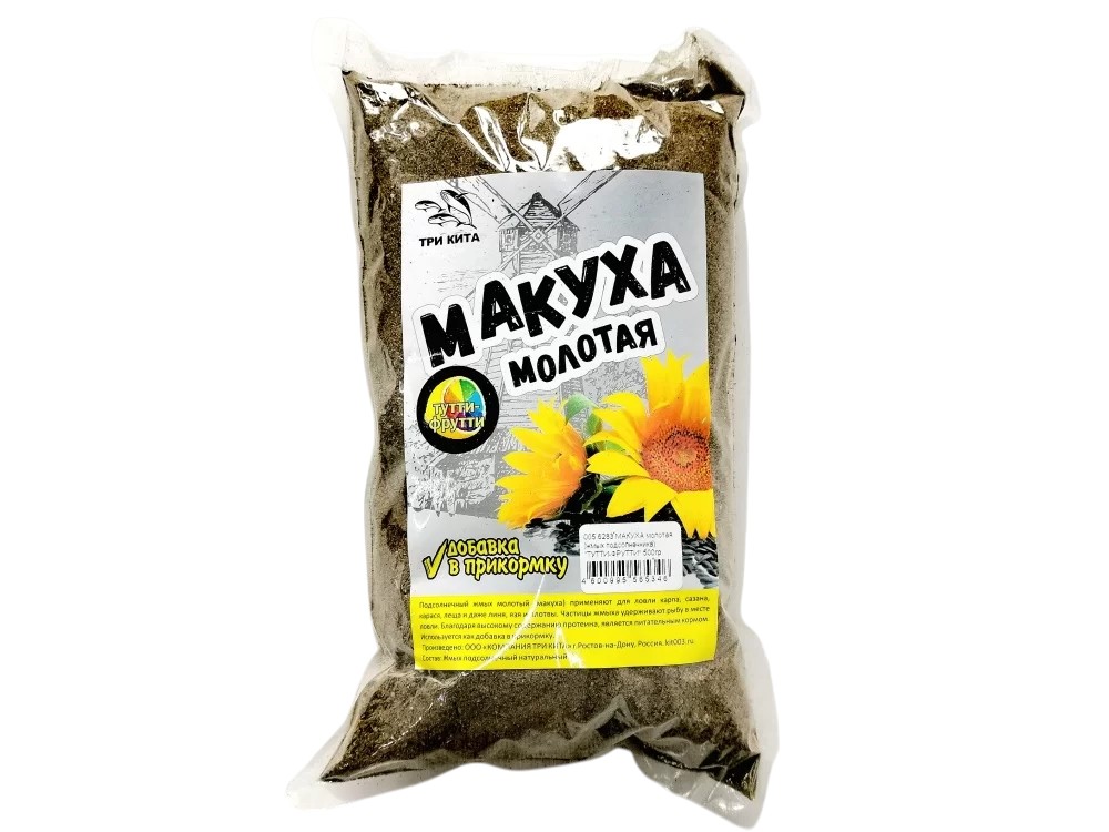 Макуха Три Кита молотая жмых подсолнечника 500гр тутти-фрутти - фото 1