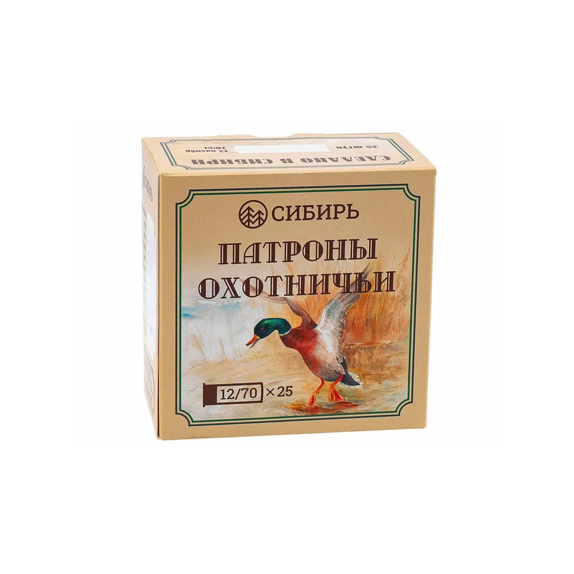 МП Патроны охотничьи дробовые СИБИРЬ 12/70; дробь №1; 32гр; б/к; капсюль Nobel S - фото 1