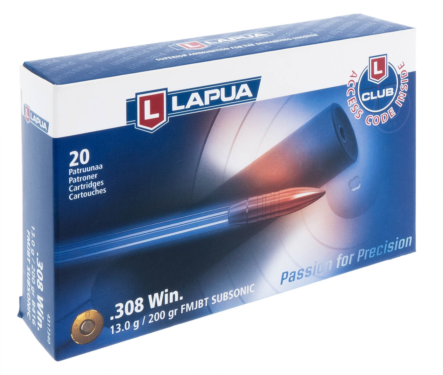 МП .308Win Lapua 13,00g FMJBT SUBSONIC -* - фото 1