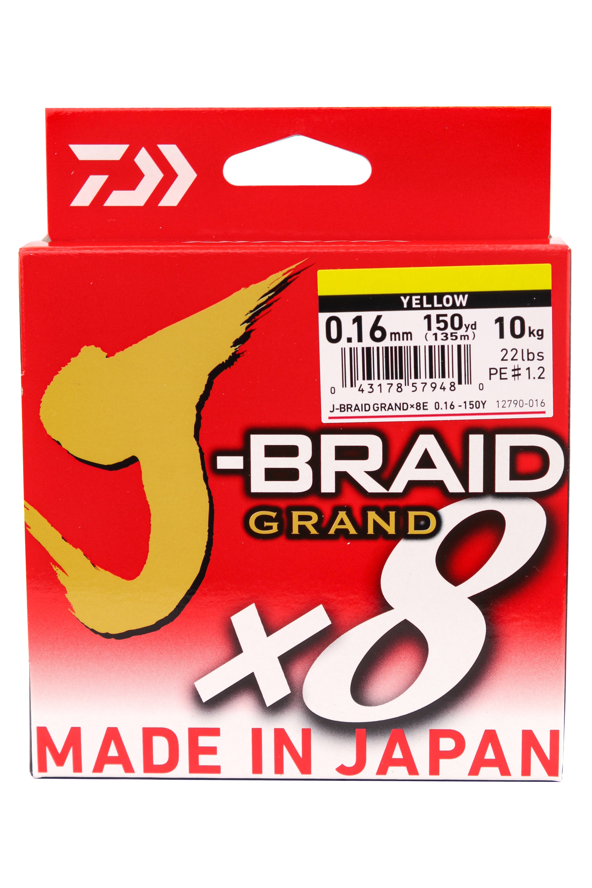 Шнур Daiwa J-Braid Grand X8 0,16мм 135м yellow - фото 1