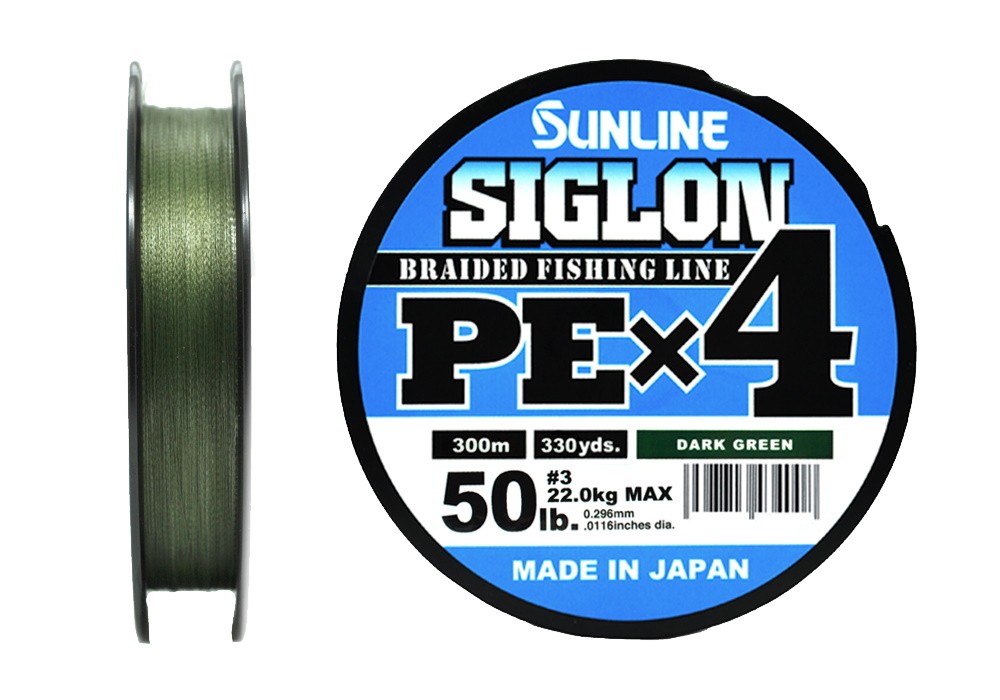Шнур Sunline Siglon PEX4 3,0 50lb 300м Dark Green - фото 1