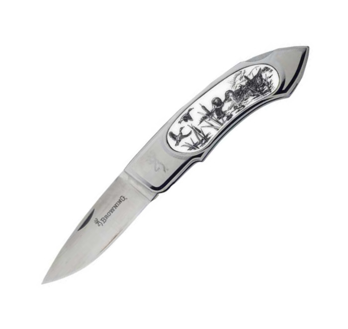 Нож Browning Scrimshaw Mallard 322543 складной сталь 420J2 - фото 1