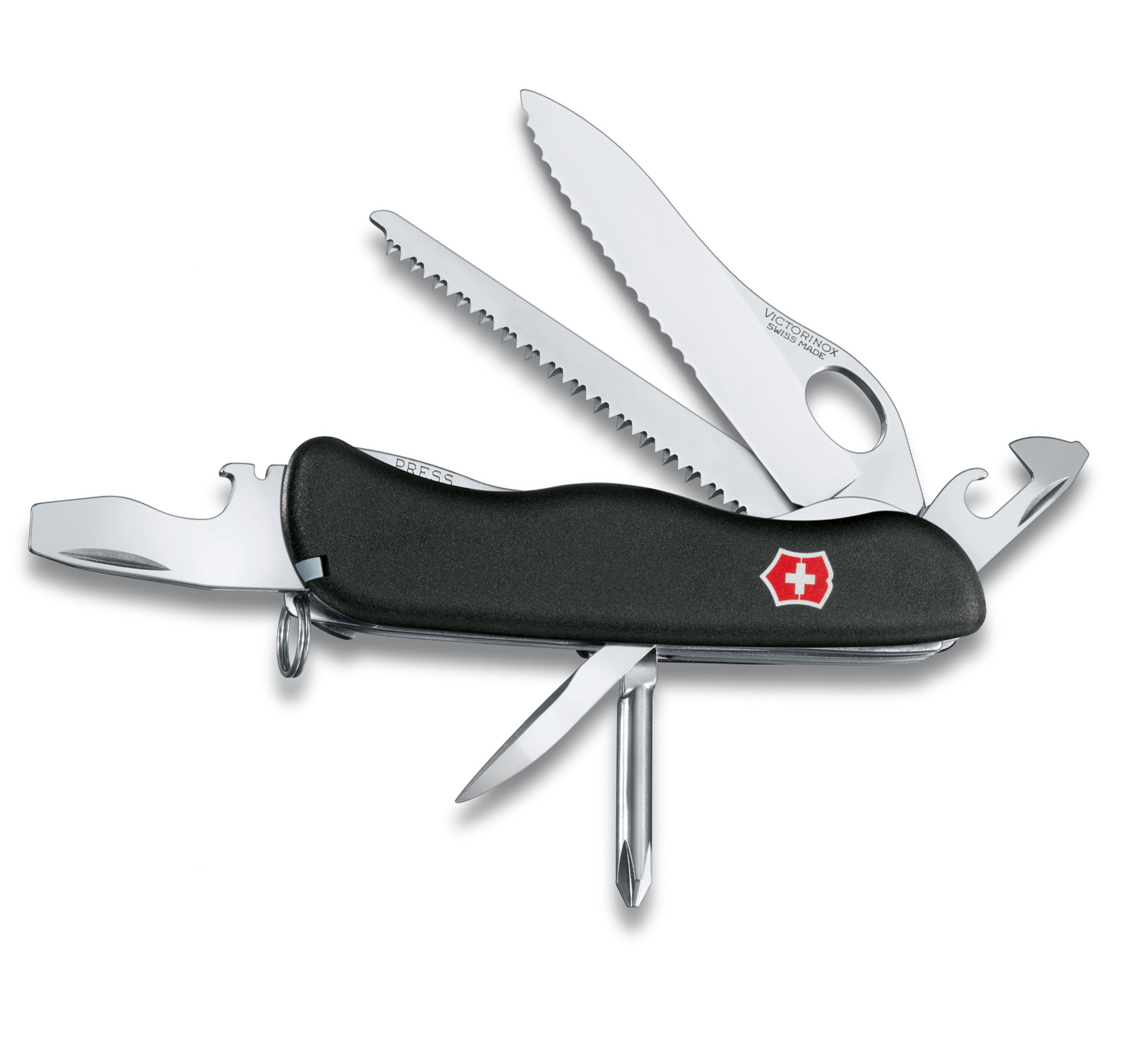 Нож Victorinox Trailmaster One Hand Wavy Edge с фиксатором 12 функций черный - фото 1