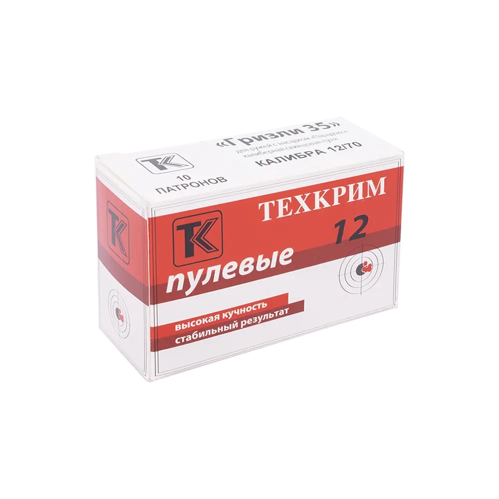 МП Патрон Техкрим 12/70 с пулей Гризли 35 (в упаковке 10 шт) (в коробке 240 шт.) - фото 1