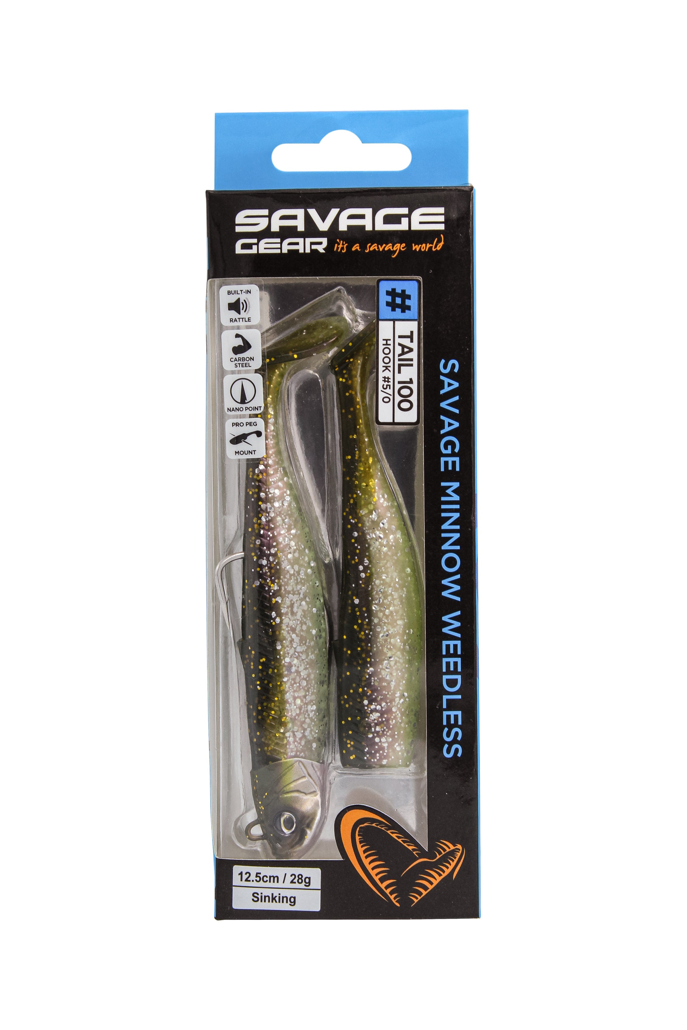 Приманка Savage Gear Minnow WL 12,5см 28гр green silveri 2+1 - фото 1