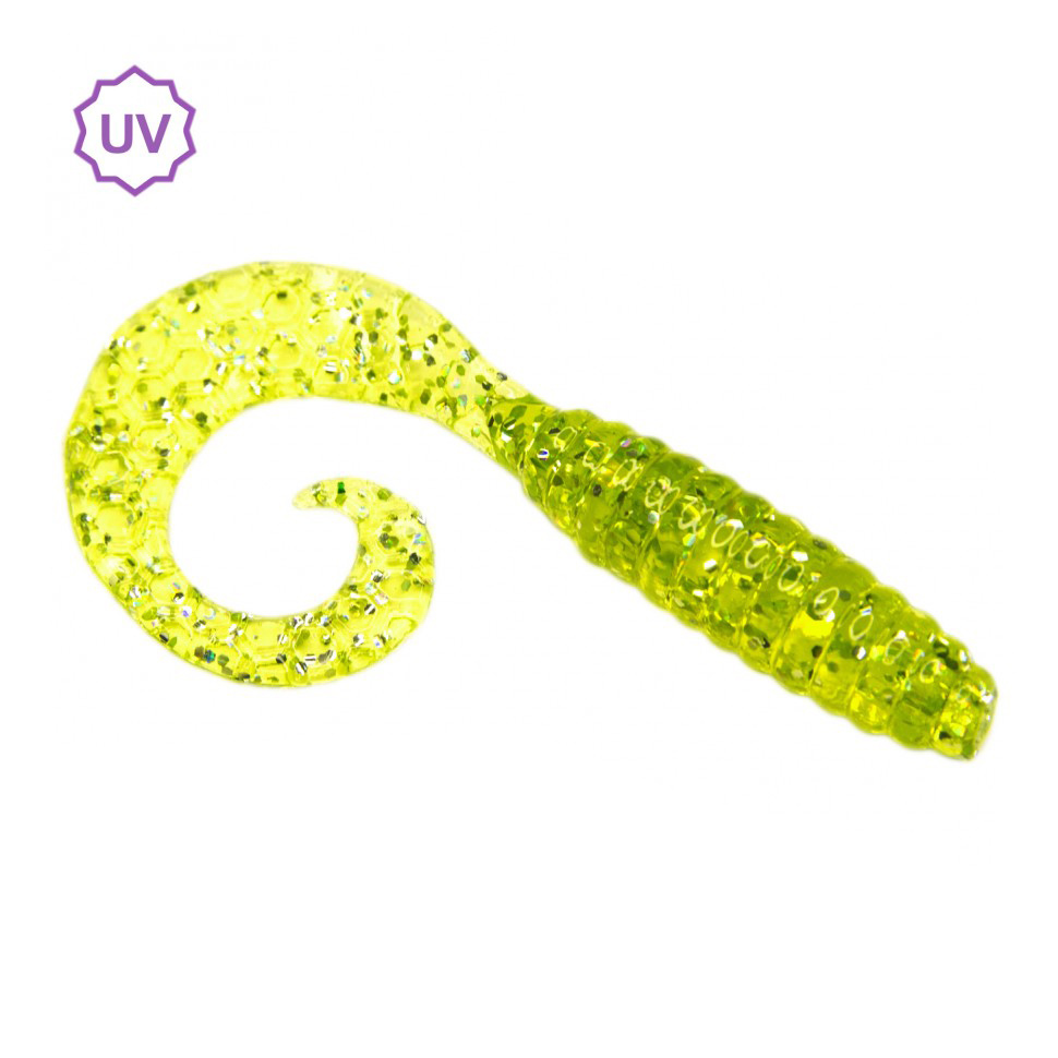 Приманка ESOX Twirly Grub 2" 51мм цв.FK014 Lime Chartreuse уп.8шт - фото 1