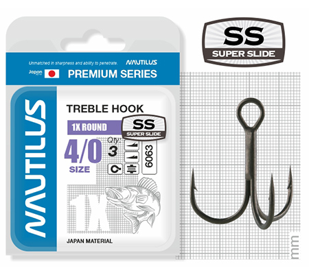 Крючок тройной Nautilus 1X Round Premium Series 6063SS № 4/0 (3шт) - фото 1