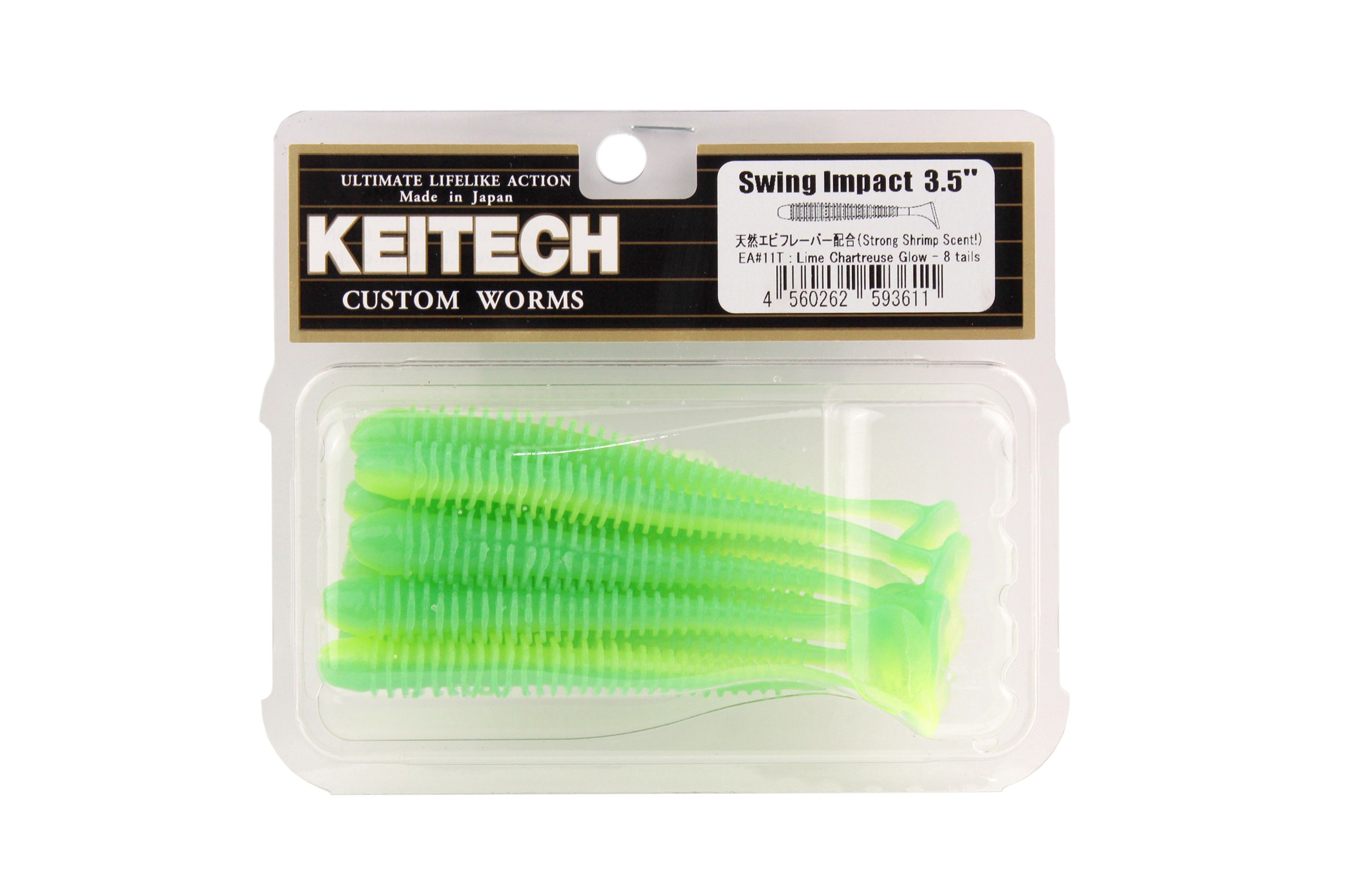 Приманка Keitech виброхвост Swing impact 3,5" EA11 lime chartreuse glow - фото 1