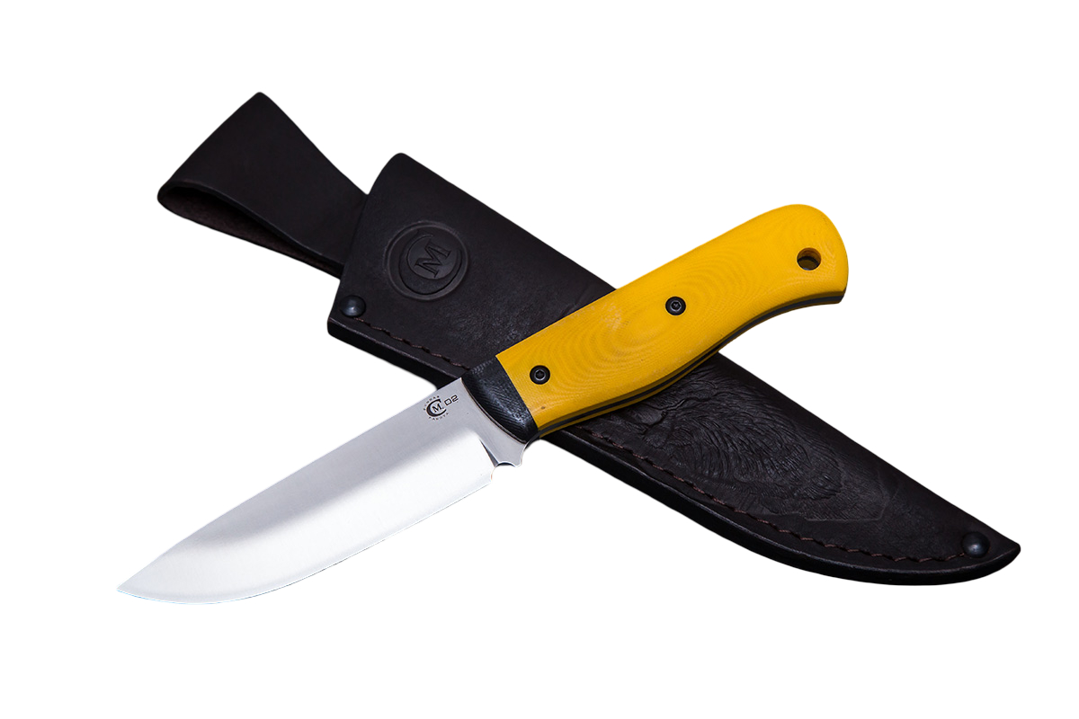 Нож ИП СЕМИНА Соболь ст.D-2 ц.м. рук.G10 желтый - фото 1