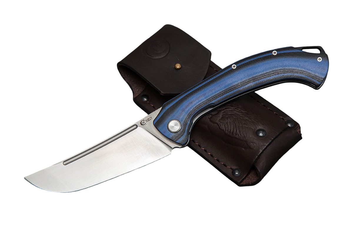 Нож ИП СЕМИНА Узбекский сталь AUS-10 рукоятка G10 черно-синяя складной - фото 1