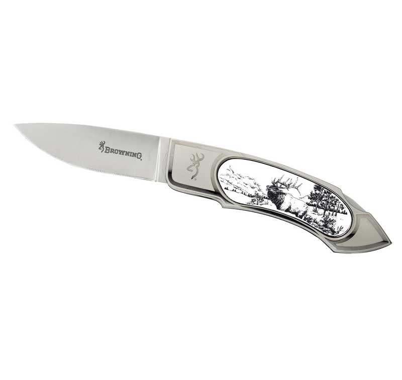 Нож Browning Scrimshaw Elk 322542 складной сталь 420J2 - фото 1