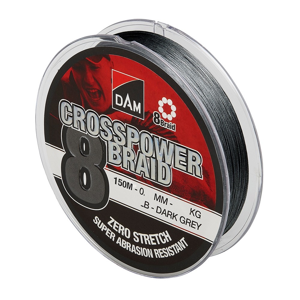 Шнур DAM Crosspower 8-Braid 150м 0,10мм 5,4кг 12lb Dark Grey - фото 1
