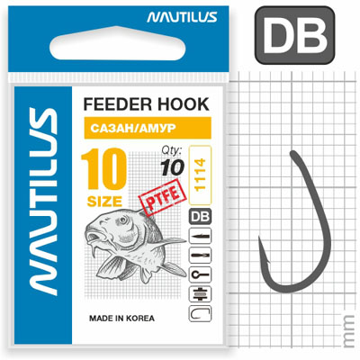 Крючок Nautilus Sting Feeder Сазан/амур S-1114PTFE №10 - фото 1
