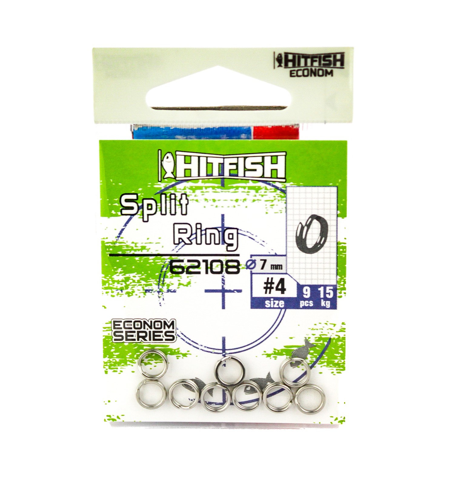 МП Заводные кольца HITFISH Econom Series Split Ring 62108-4 (15 kg) 9 pcs - фото 1