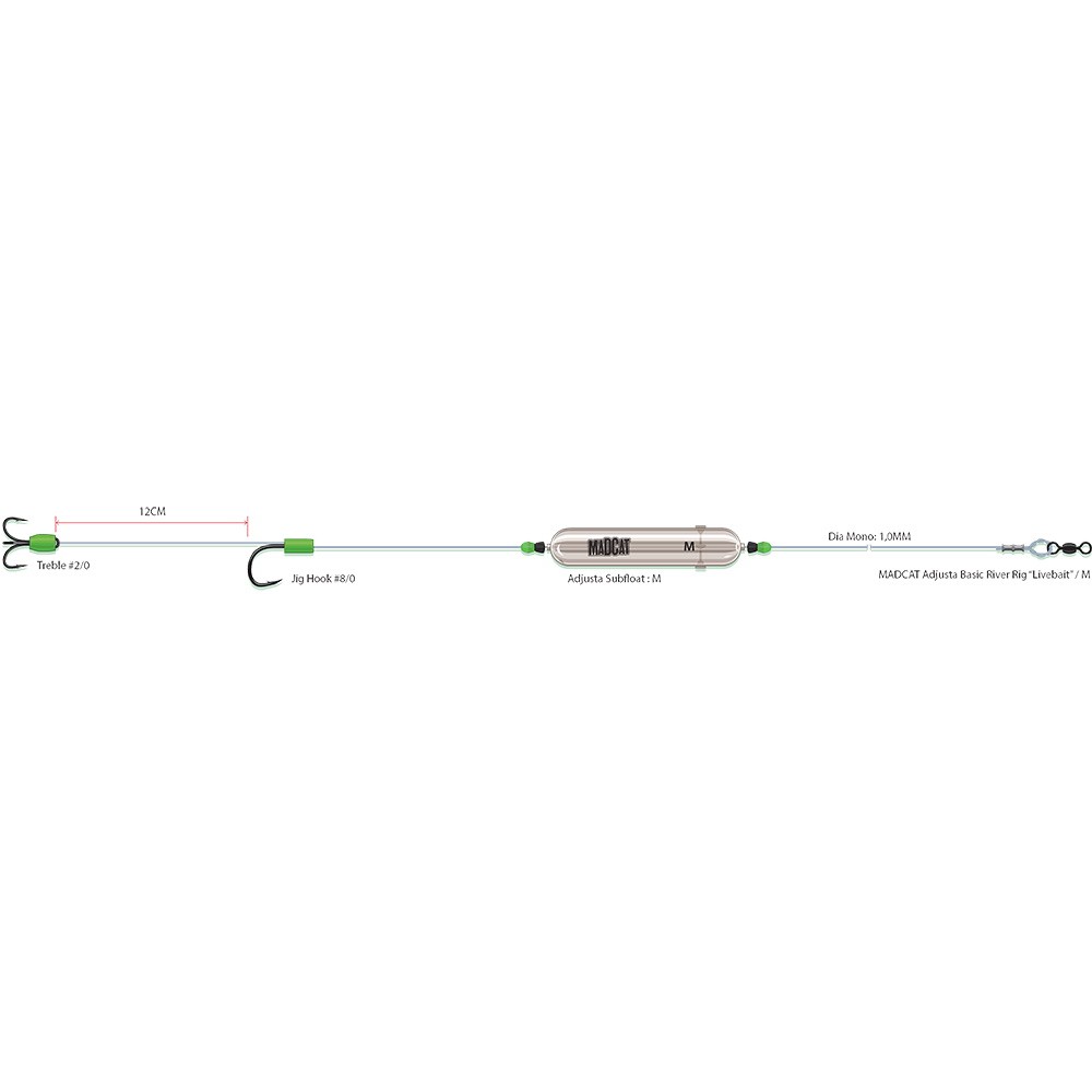 Оснастка DAM Madcat Adjusta Basic River Rig Livebait 160см 1,00мм 2/0+8/0 40гр - фото 1