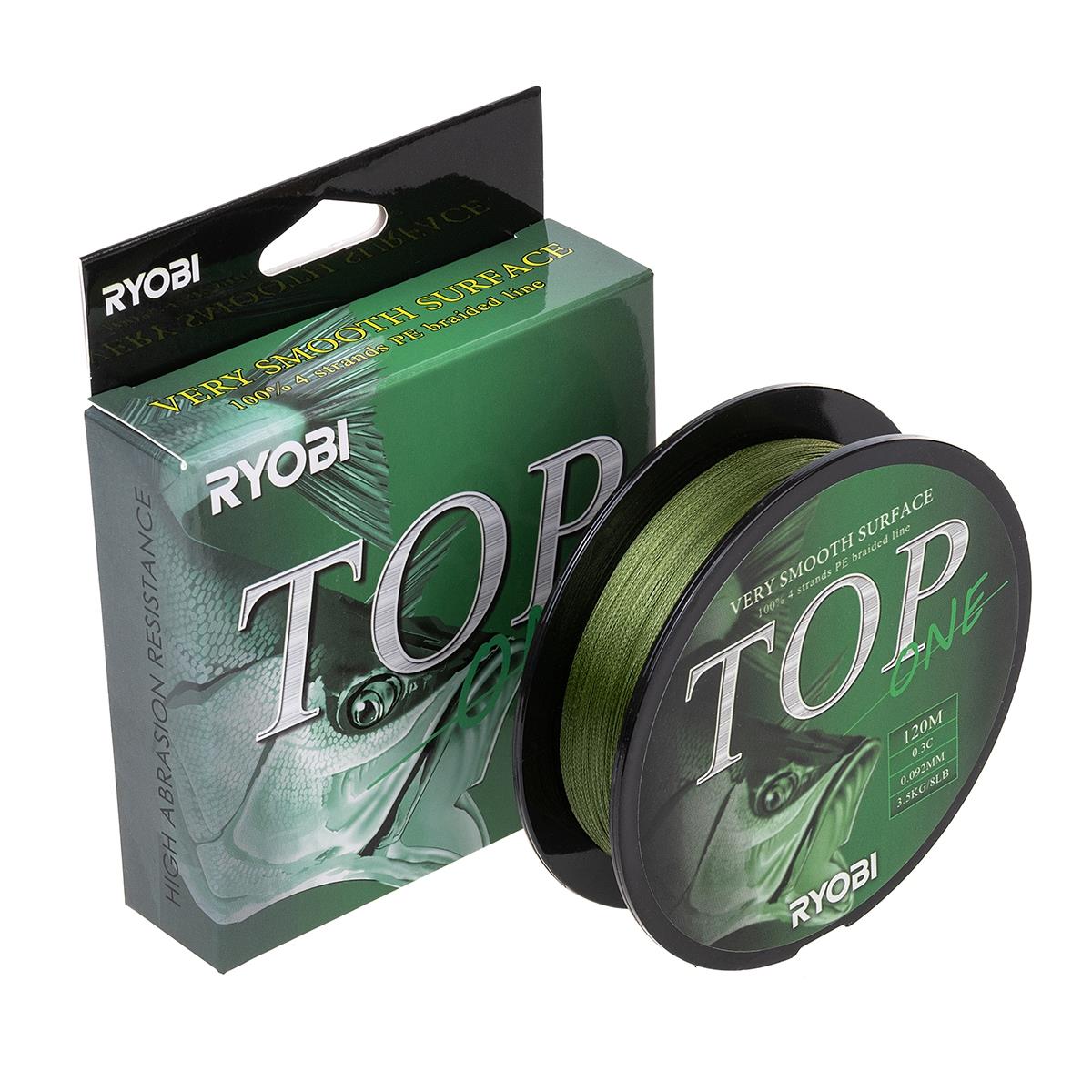 МП Шнур TOP PE4X-120M 0.3/d-0.092mm Dark green Ryobi - фото 1