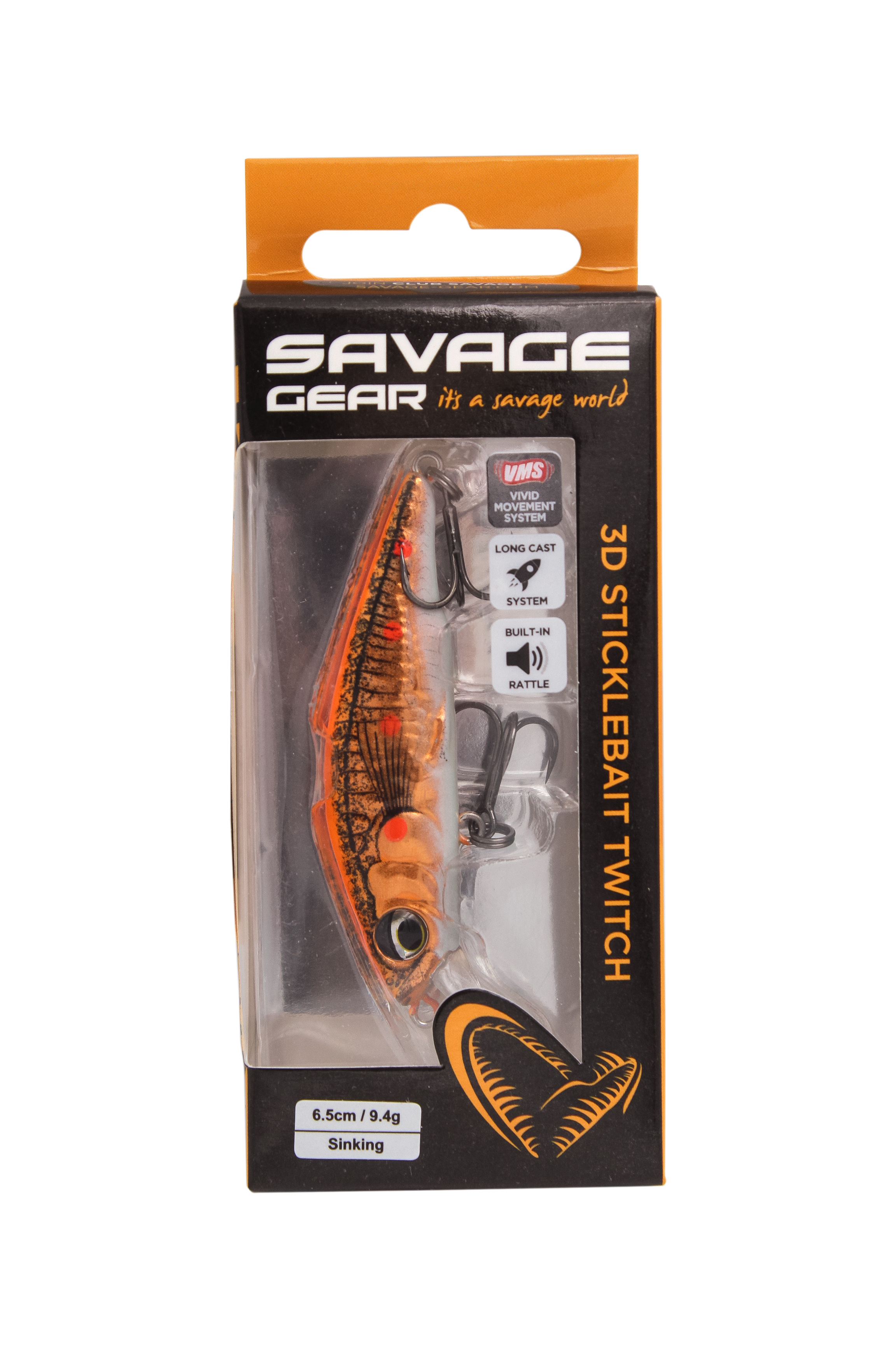 Воблер Savage Gear 3D sticklebait twitch 6,5см 9,4гр sinking fluo orange copper - фото 1