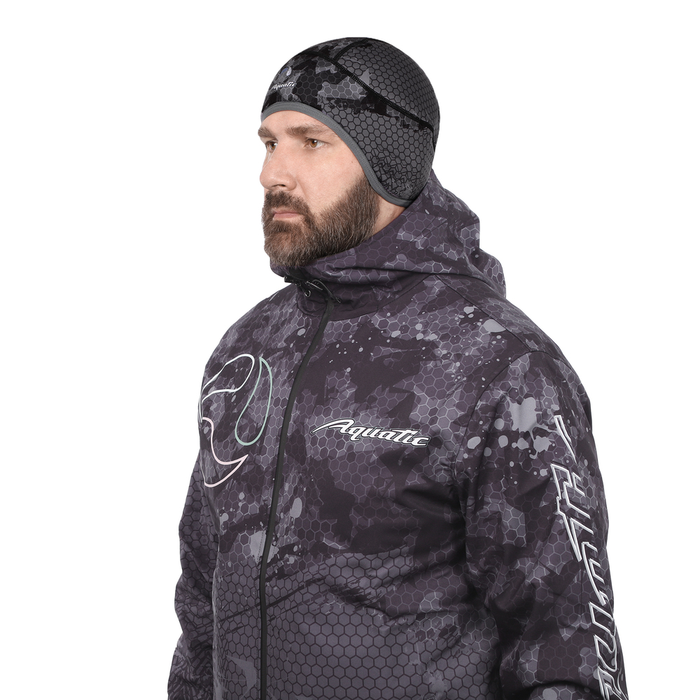 Шапка Aquatic теплая softshell флис camo black - фото 1