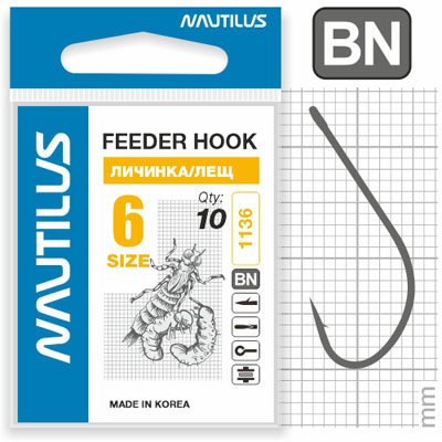 Крючок Nautilus Sting Feeder Личинка/лещ S-1136BN №6 - фото 1