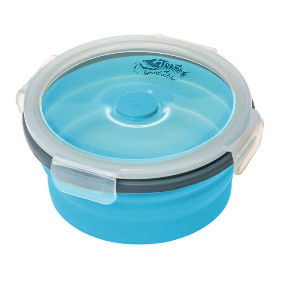 Контейнер Tramp складной с крышкой-защелкой 800мл аквамарин - фото 1