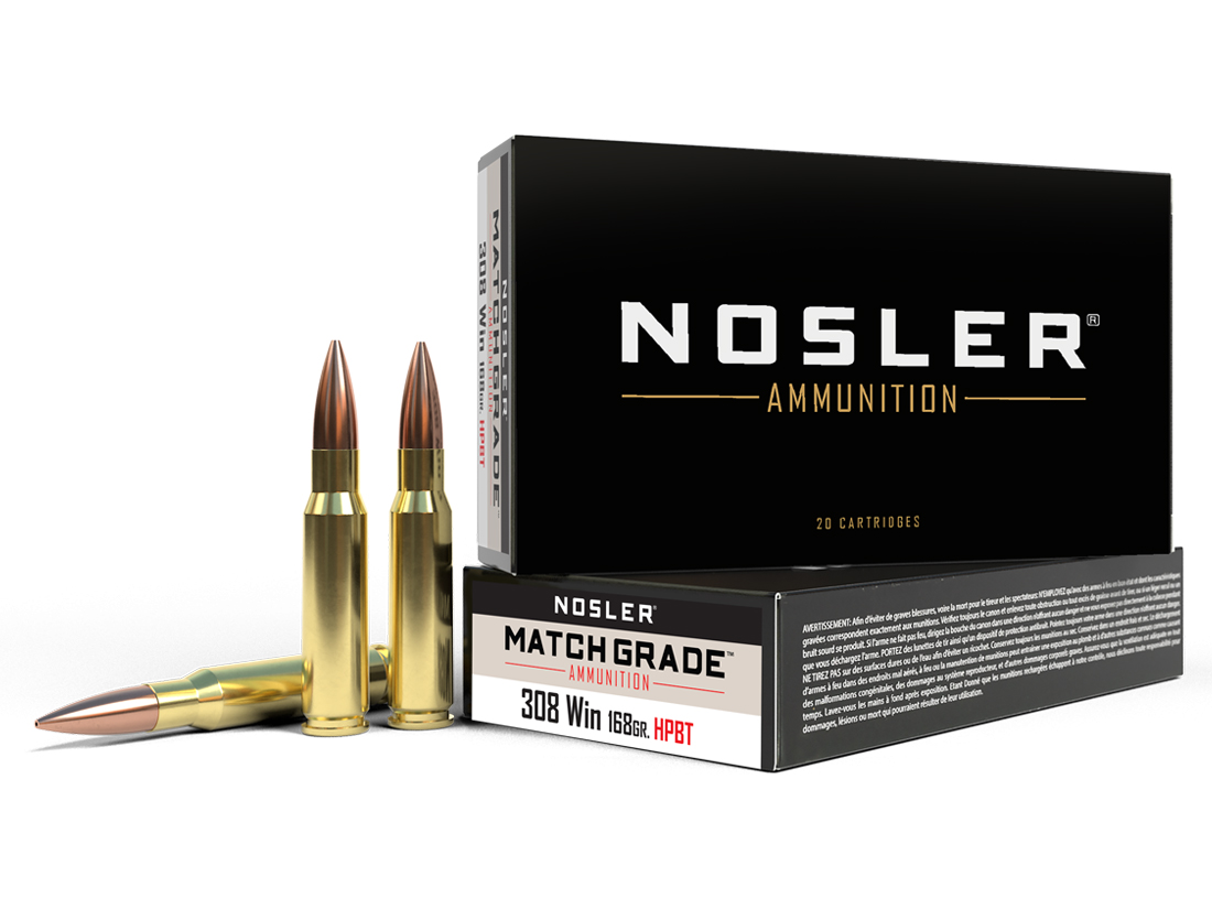 МП Патрон Nosler Match Grade кал. .308 Win HPBT (168 grain / 10,9 г) уп. 20 шт - фото 1