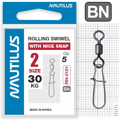 Застежка с вертлюгом Nautilus Rolling Swivel 0101 №2 30кг - фото 1