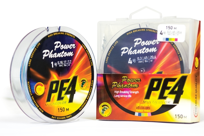 Шнур Power Phantom PE4 150м 5 цветов 1,0 0,16мм 7,7кг - фото 1