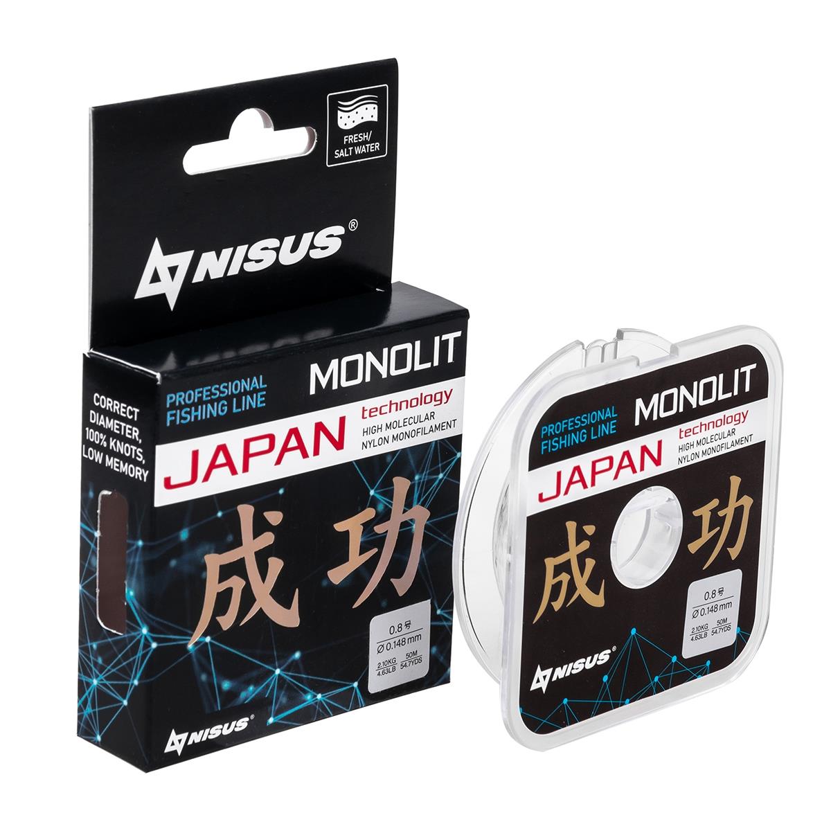 МП Леска MONOLIT 0,148mm/50m Nylon Transparent (N-MO-0.148-50) Nisus - фото 1
