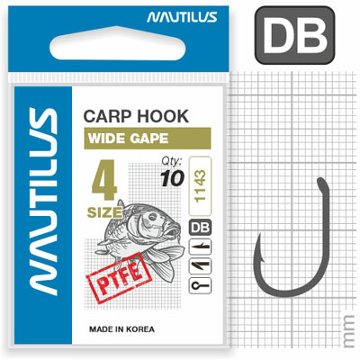 Крючок Nautilus Sting Carp Wide gape S-1143PTFE № 4 - фото 1