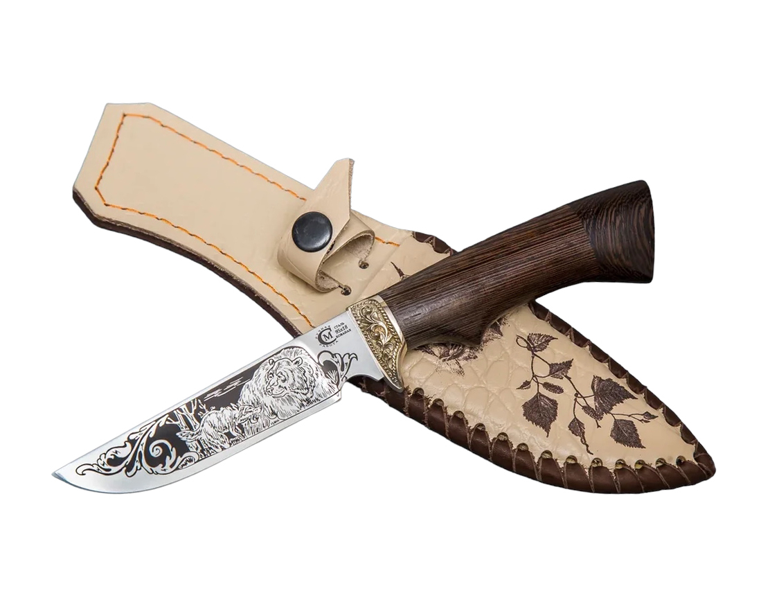 Нож ИП Семин Пластун кованная сталь 95х18 венги литье гравировка - фото 1