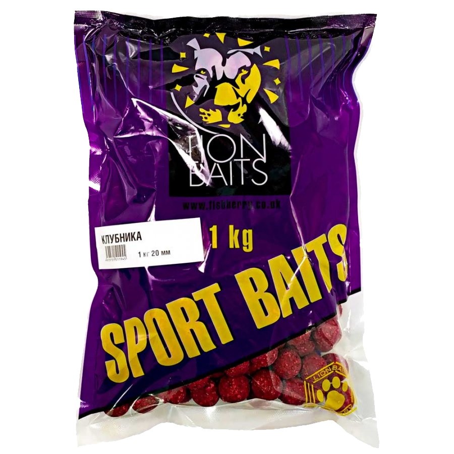 Бойлы Lion Baits Sport клубника 20мм 1кг - фото 1