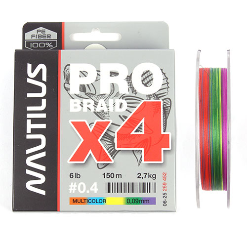 Шнур Nautilus Pro Braid X4 Multicolor d-0.23 12.3кг 27lb 150м Com - фото 1