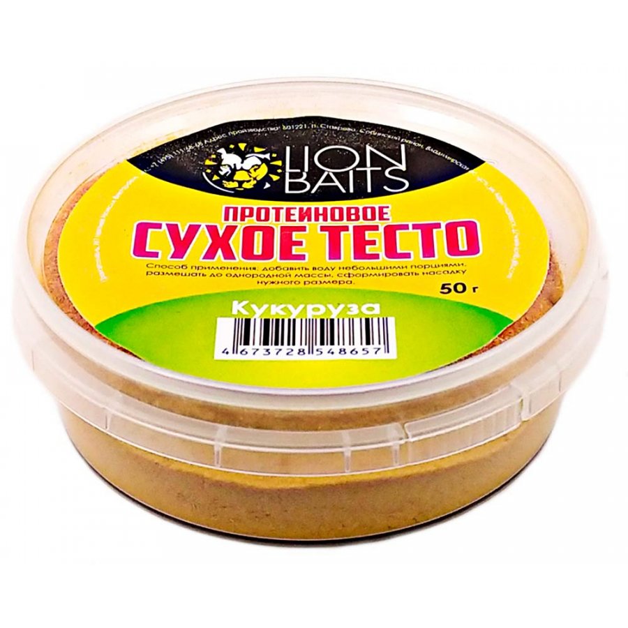 Тесто Lion Baits Протеиновое сухое кукуруза 50гр - фото 1