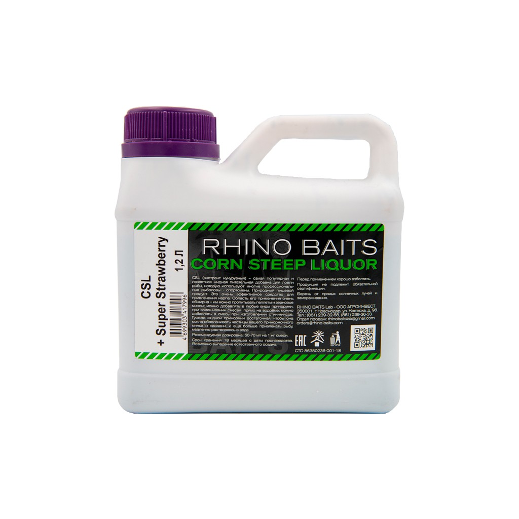 Ликвид Rhino Baits CSL corn steep liquor+Super strawberry 1,2л - фото 1