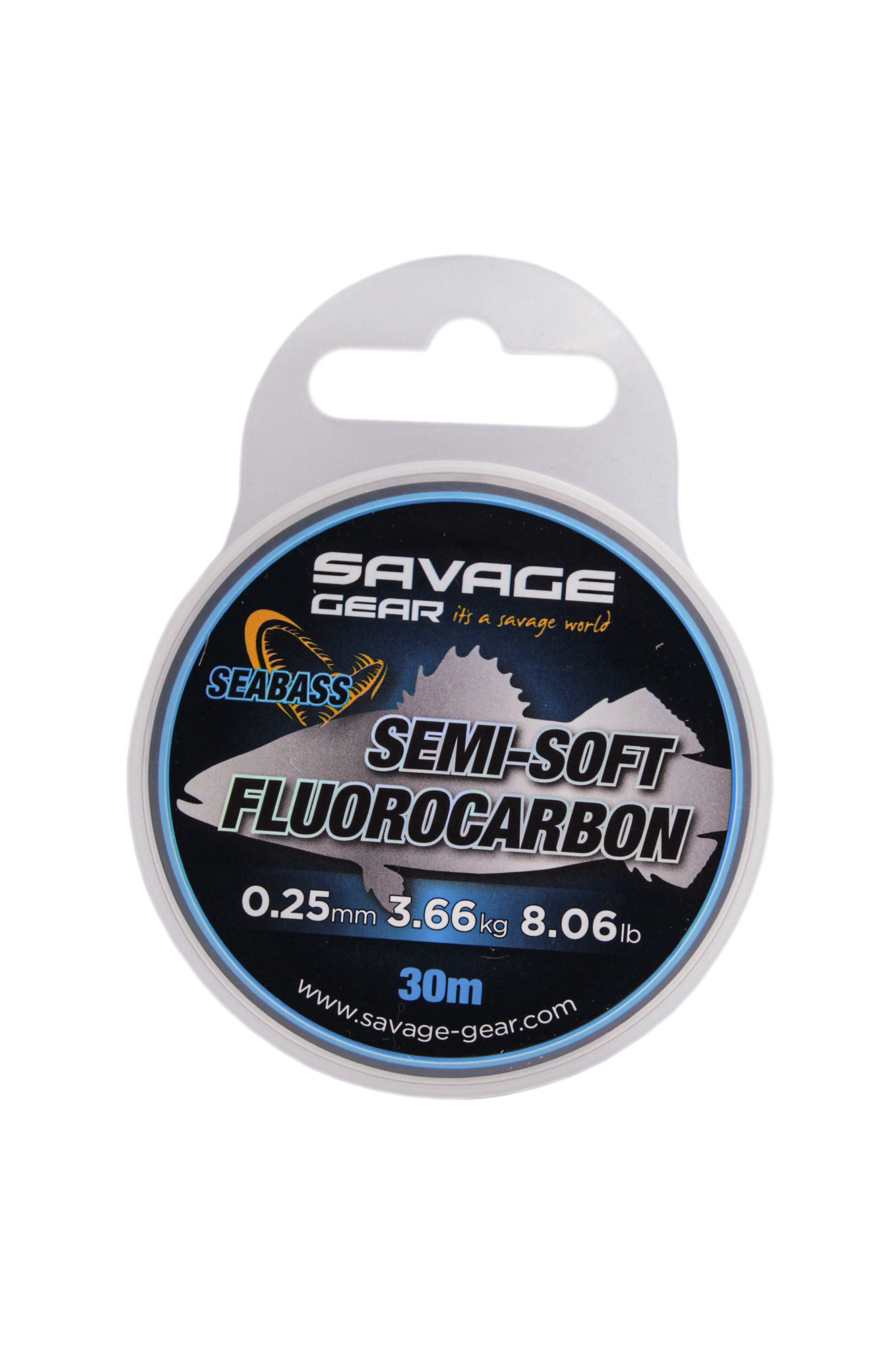 Леска Savage Gear Semi-soft fluorocarbon seabass 30м 0,25мм 3,66кг 8,06lbs clear - фото 1