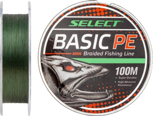 Шнур Select Basic PE 0,08 150м 8lb 4,0кг dark green - фото 1
