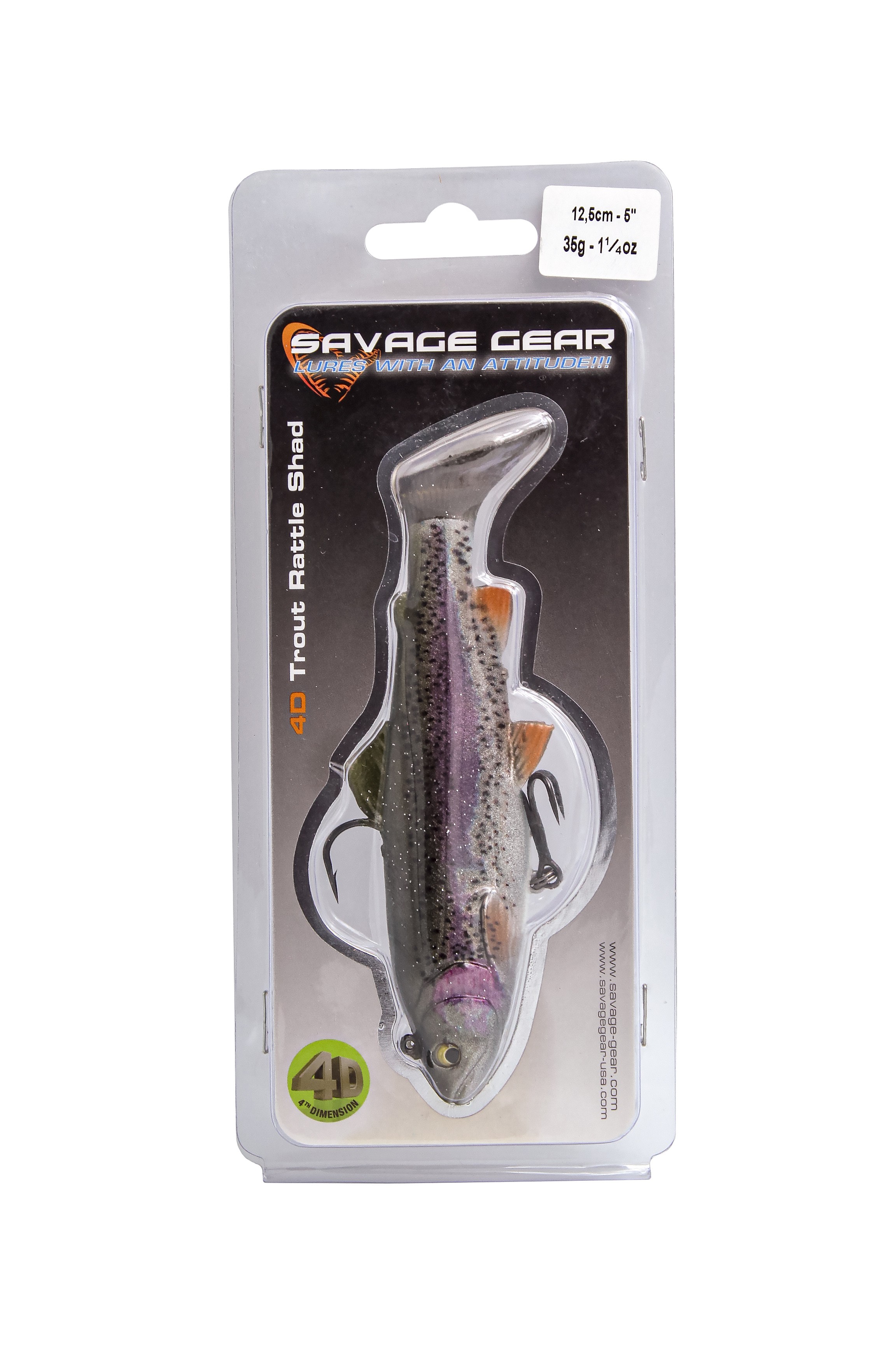 Приманка Savage Gear 4D Trout rattle shad 12,5см 35гр 01 rainbow trout - фото 1