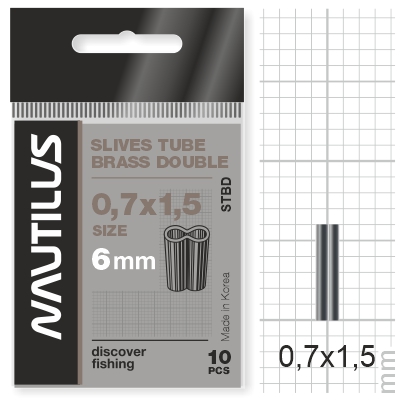 Трубка обжимная Nautilus Slives tube Double brass 0,7х1,5х6мм - фото 1