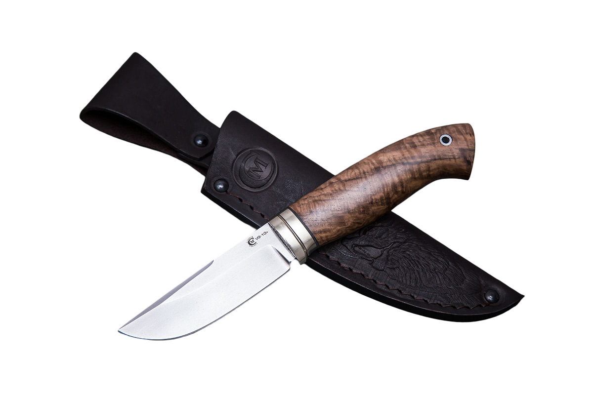 Нож ИП СЕМИНА Лесник ст.VG-10 лит.мельх. орехкап - фото 1