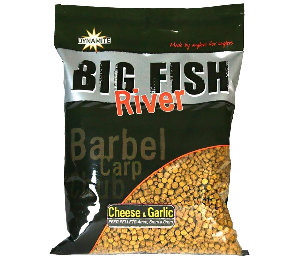 Пеллетс Dynamite Baits Big Fish river feed pellets cheese garlic 4/6/8мм 1,8кг - фото 1
