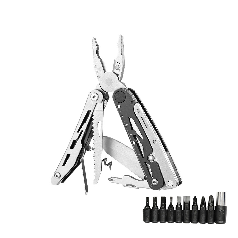 Мультитул Ganzo G304 17 в 1 серебристый со съемными полноразмерными ножницами - фото 1