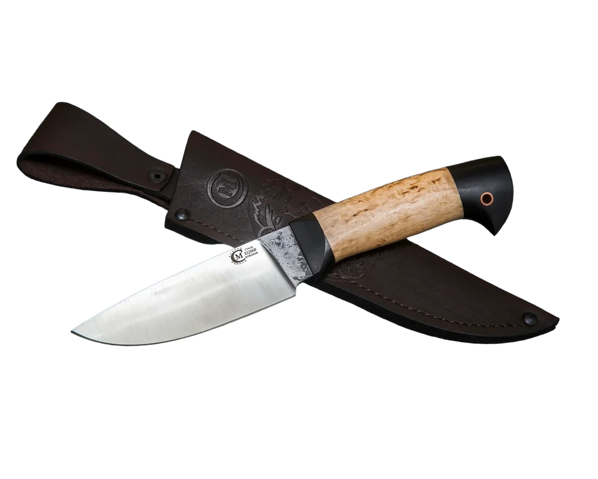 Нож ИП Семин Сокол кованная сталь  Х12МФ карельская береза  граб - фото 1