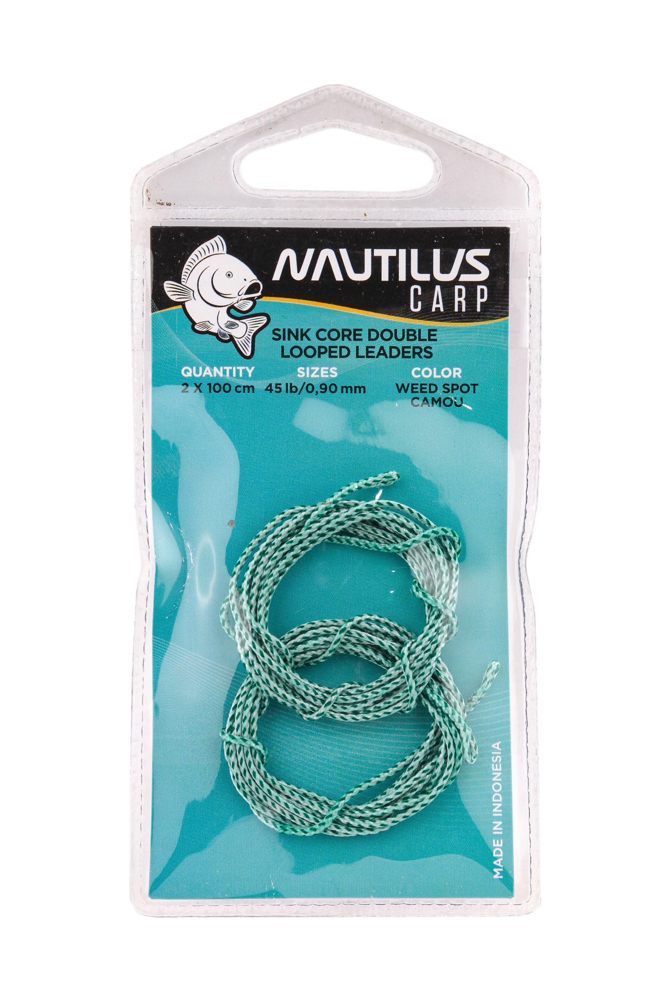 Лидкор Nautilus Sink core double looped leaders 45lb 2х1м weed spot camou - фото 1