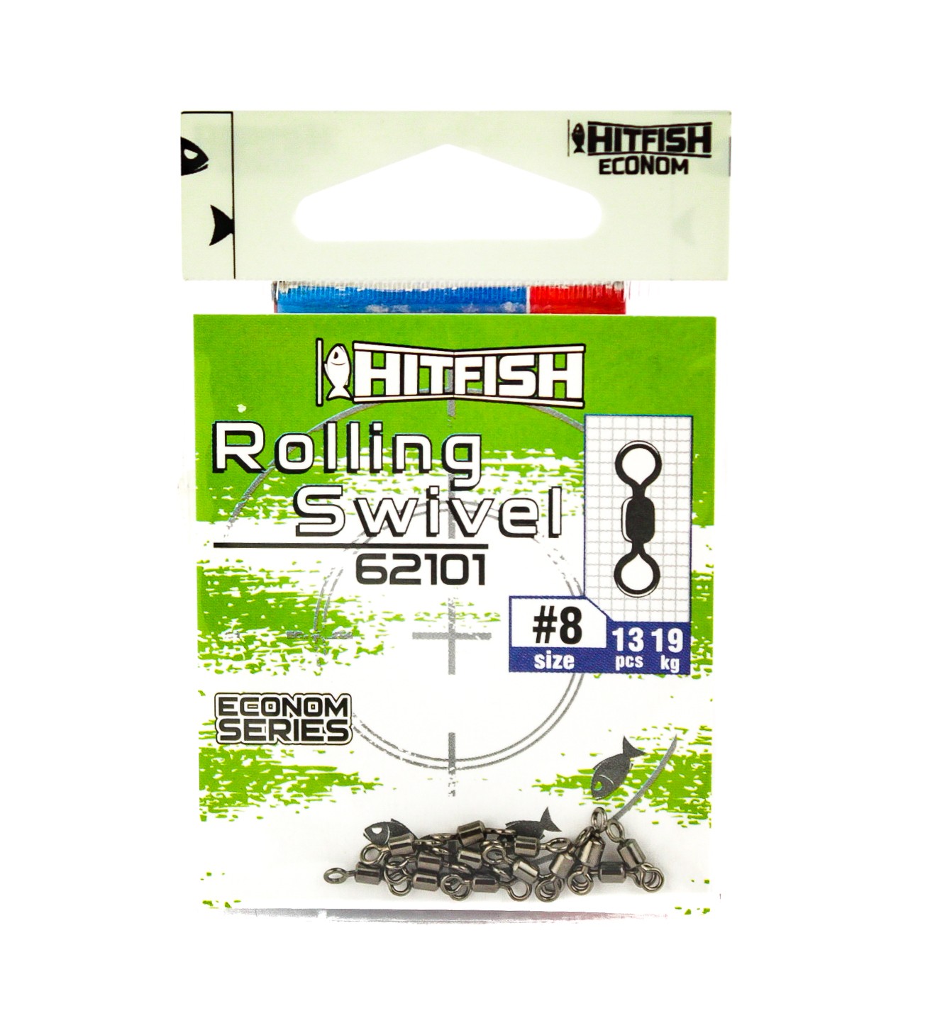 МП Вертлюг HITFISH Econom Series Rolling Swivel 62101- 8 (19 kg,) 13 pcs - фото 1
