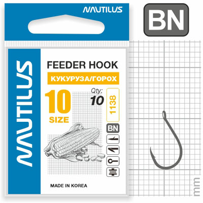 Крючок Nautilus Sting Feeder Кукуруза/горох S-1138BN № 10 - фото 1
