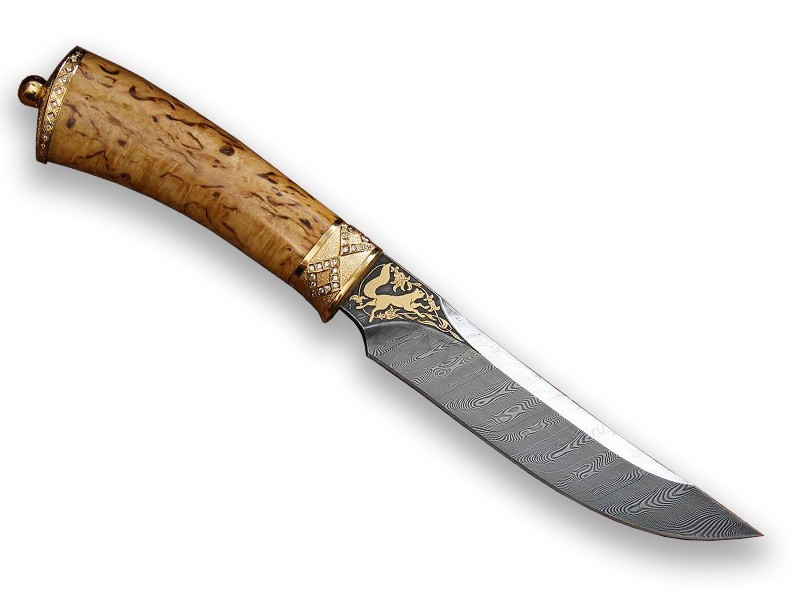 Нож Северная Корона Куница-2 дамасская сталь бронза береза